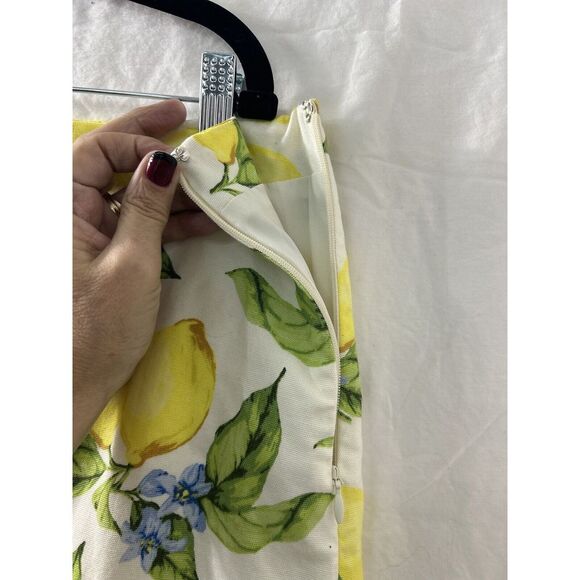 Talbots Lemons Blossom Canvas Printed Above Knee Lined Skirt‎ Size 12 - Picture 3 of 10